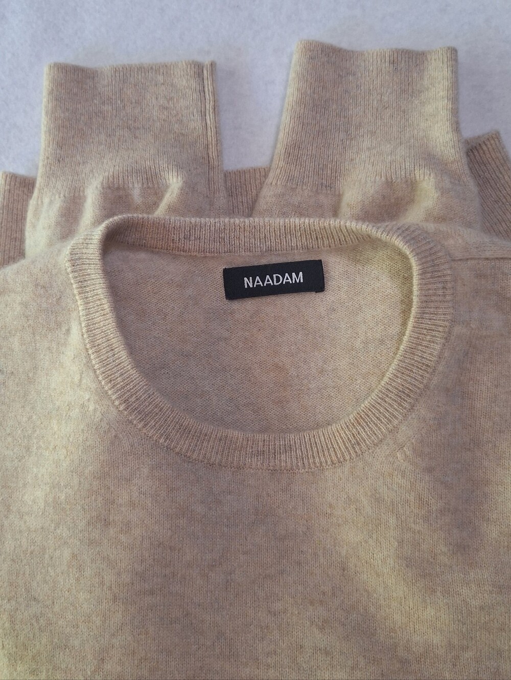 NAADAM 100% Cashmere Sweater Womens Large L Beige Crew Neck Pullover Soft Luxe